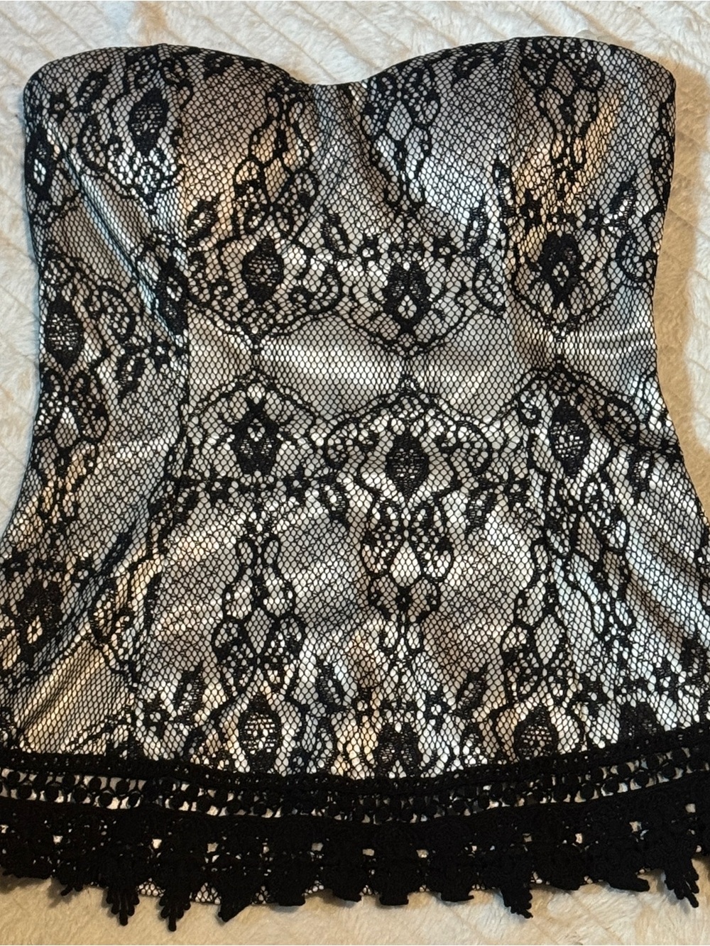 January 7 Black Lace Strapless Bustier Top